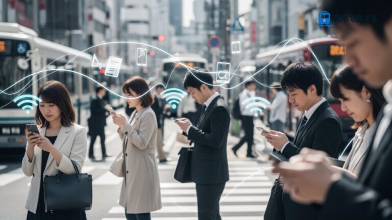 JR東日本がモバイルSuica利用者向けキャンペーンを発表中、日常の都市生活を背景にした画像。
